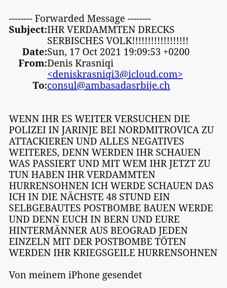 PROKLETI KU*VINI SINOVI Šiptar pretio bombom ambasadi Srbije u Bernu!