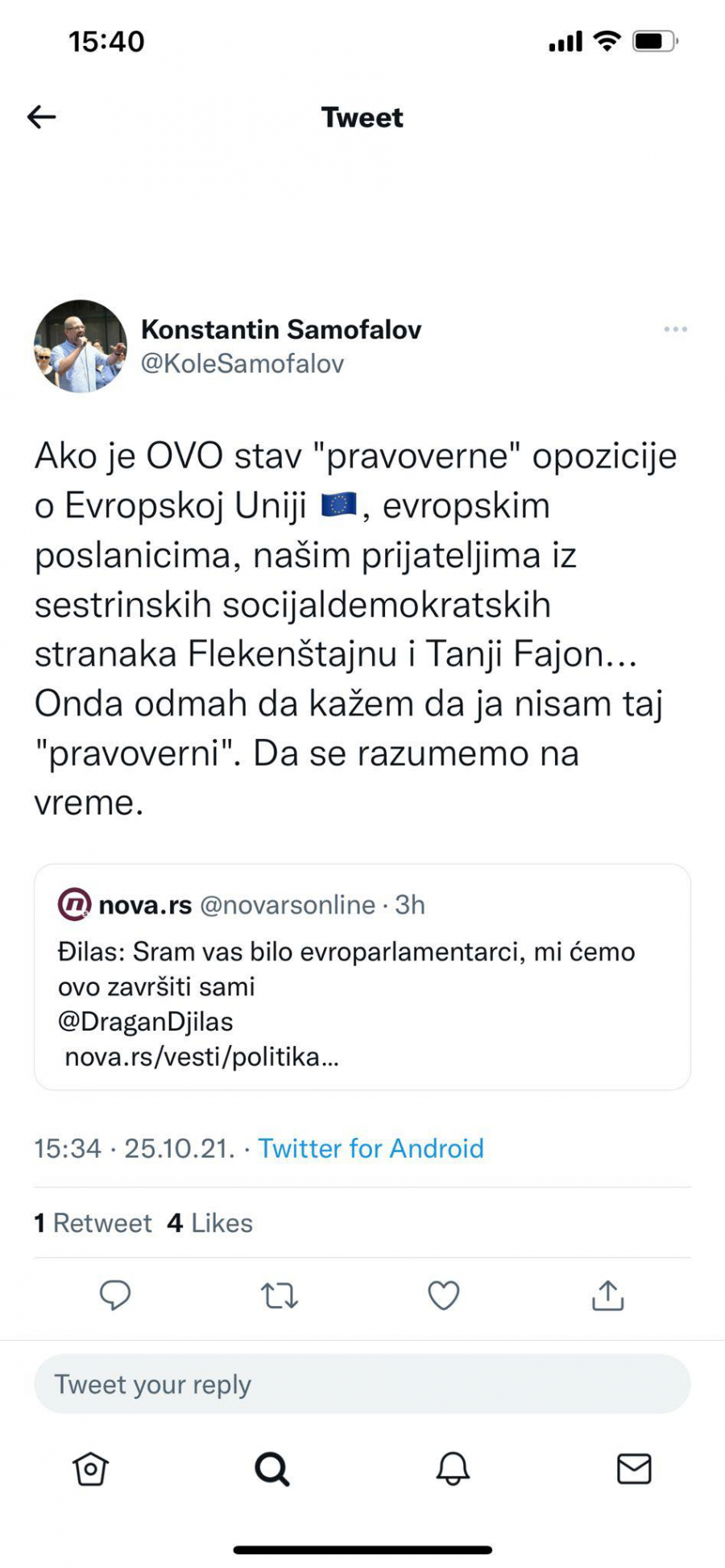 TADIĆ ODUVAO ĐILASA Ti i Marinika ste protiv Evrope!