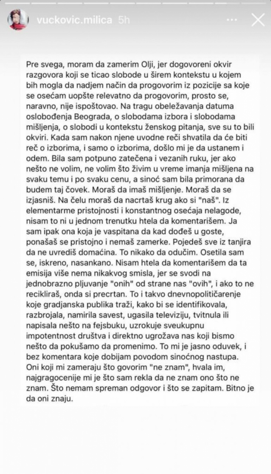 Gošća Utiska nedelje: Ta emisija je besmislena, svodi se na pljuvanje, Olja me je nasankala!