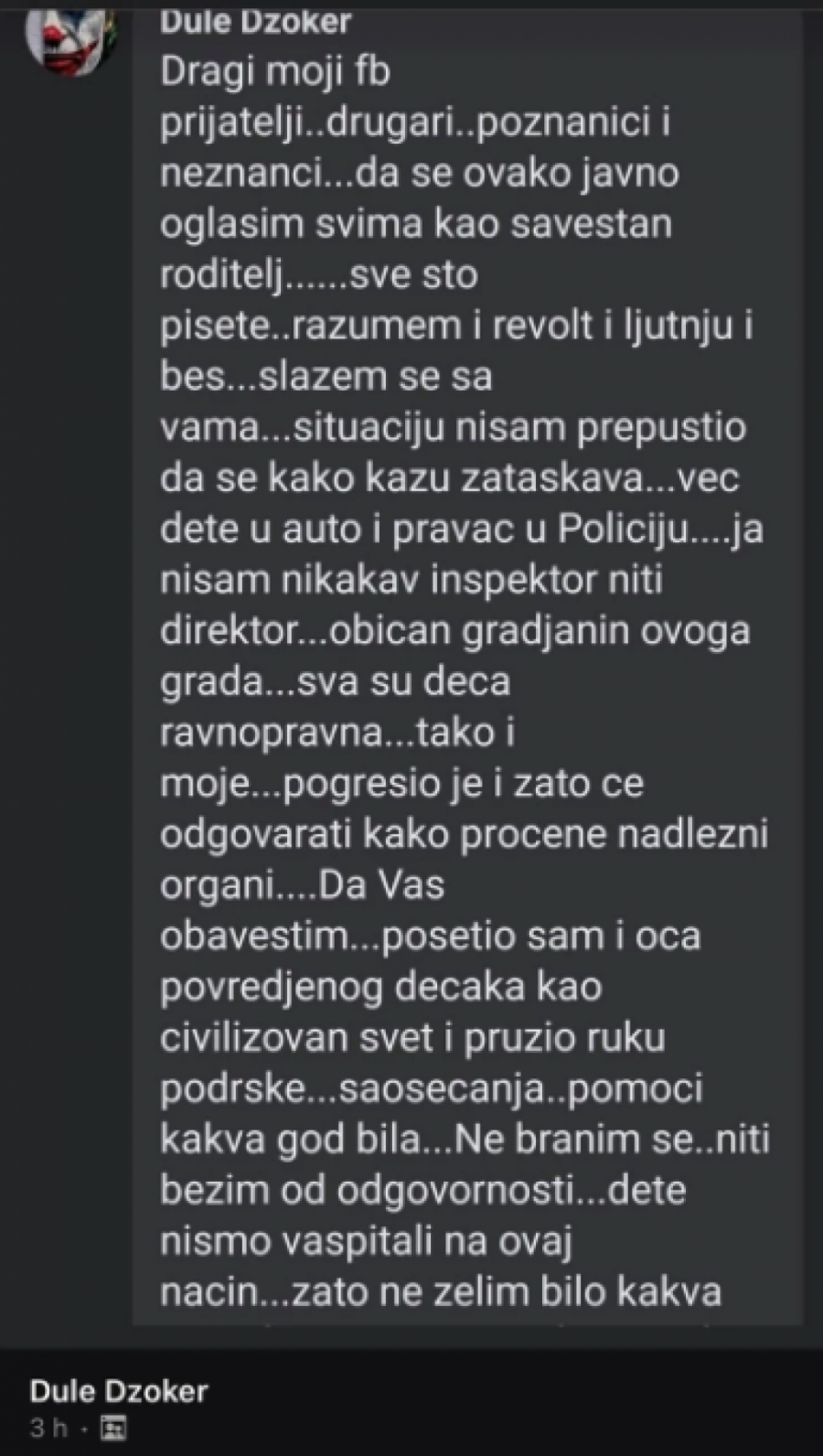 DETE NISMO VASPITALI NA OVAJ NAČIN Oglasio se otac jednog od nasilnika iz Kraljeva, evo šta je imao da kaže