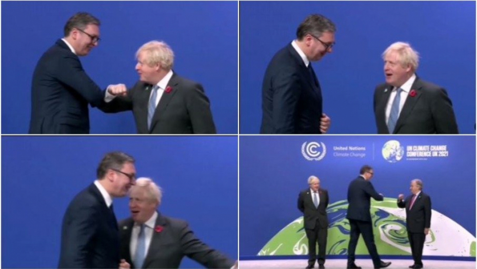 NASMEJALI SVE PRISUTNE Predsednik Vučić se popeo na binu, a onda je usledilo neobično pozdravljanje sa Džonsonom i Guterešom