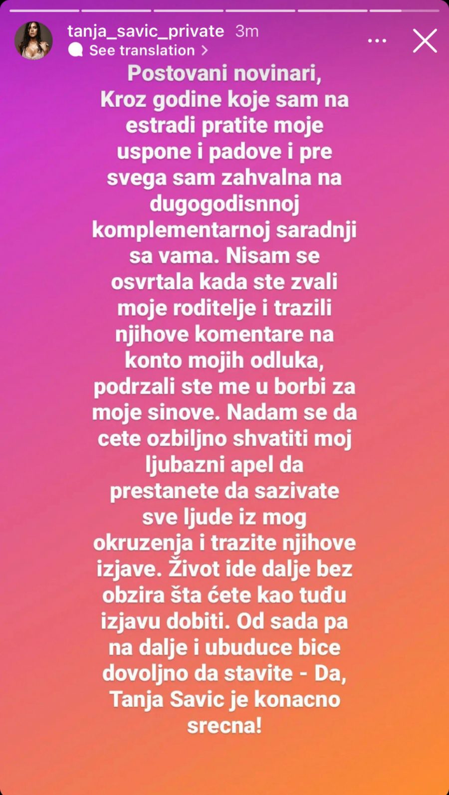 NAPIŠITE DA SAM KONAČNO SREĆNA Tanja Savić se oglasila nakon pisanja da je u vezi sa Draškom i stavila tačku na sve!