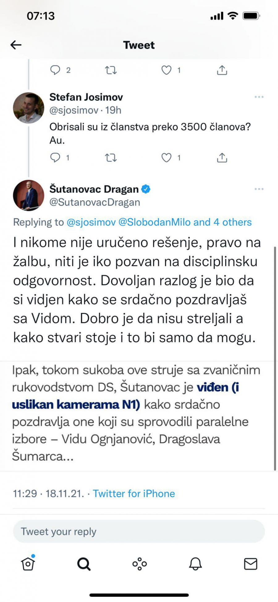 PRESEDAN Šutanovca izbrisali iz članstva u DS-u, on poručio Lutovcu i Đilasu: Brisali bi ljude i iz državljanstva