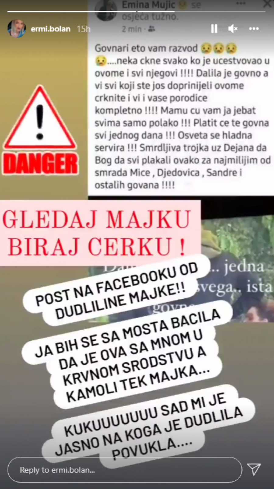 GLEDAJ MAJKU, BIRAJ ĆERKU Bivša zadrugarka žestoko izvređala Dalilinu majku, a evo šta kaže o Davidu!