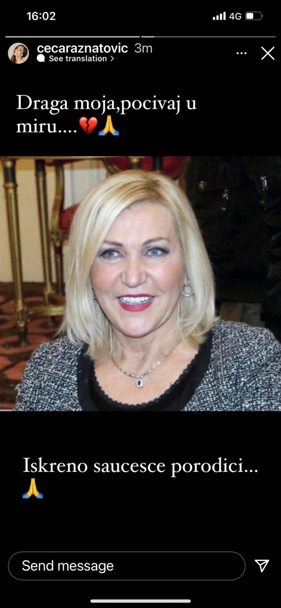 CECA SKRHANA BOLOM Folk diva se oprostila od Merime Njegomir