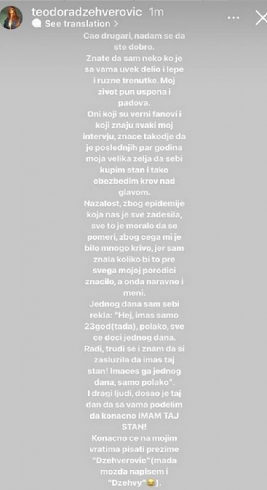 TEODORA PAZARILA STAN U BEOGRADU! Pevačica iskeširala nekretninu u prestonici, oglasila se i pohvalila: Konačno će na mojim vratima biti Džehverović!