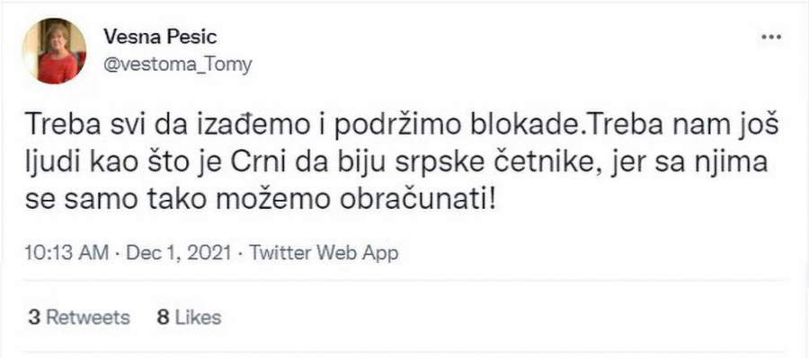 ČUMETOVE USTAŠE NAM TREBAJU DA BIJEMO ČETNIKE Skandal, Vesna Pešić ogrezla u mržnji prema sopstvenom narodu! (FOTO)