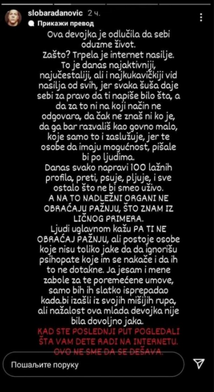 DOŠAO U POLICIJU SA 500 DOKAZA SAJBER NASILJA! Slobodan Radanović se oglasio povodom Kikinog slučaja samoubistva, pevač imao slično iskustvo!