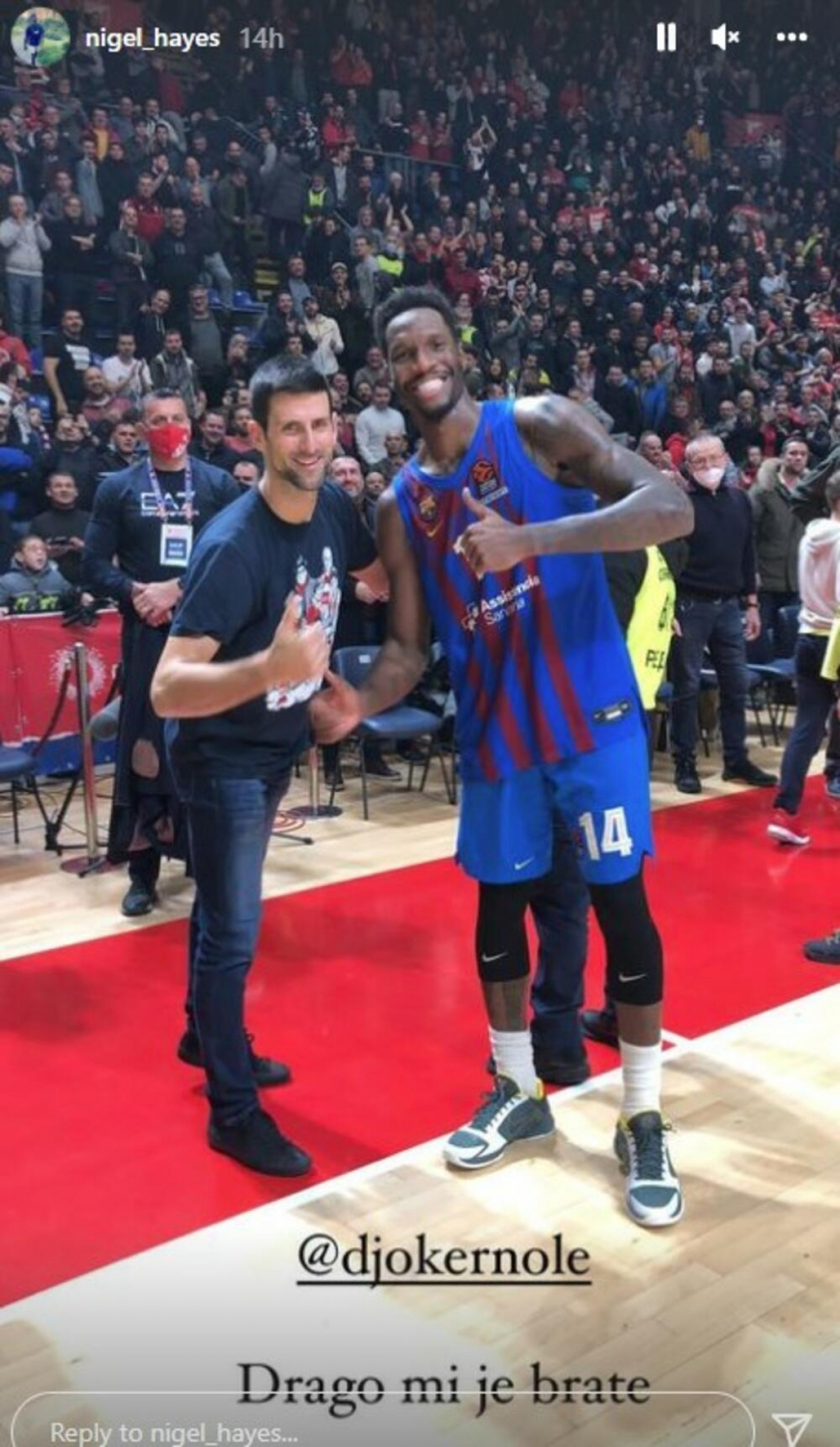 AMERIKANAC PROGOVORIO SRPSKI ZBOG NOVAKA! Đoković očarao košarkaša Barselone, obratio mu se na čistom srpskom! (FOTO)