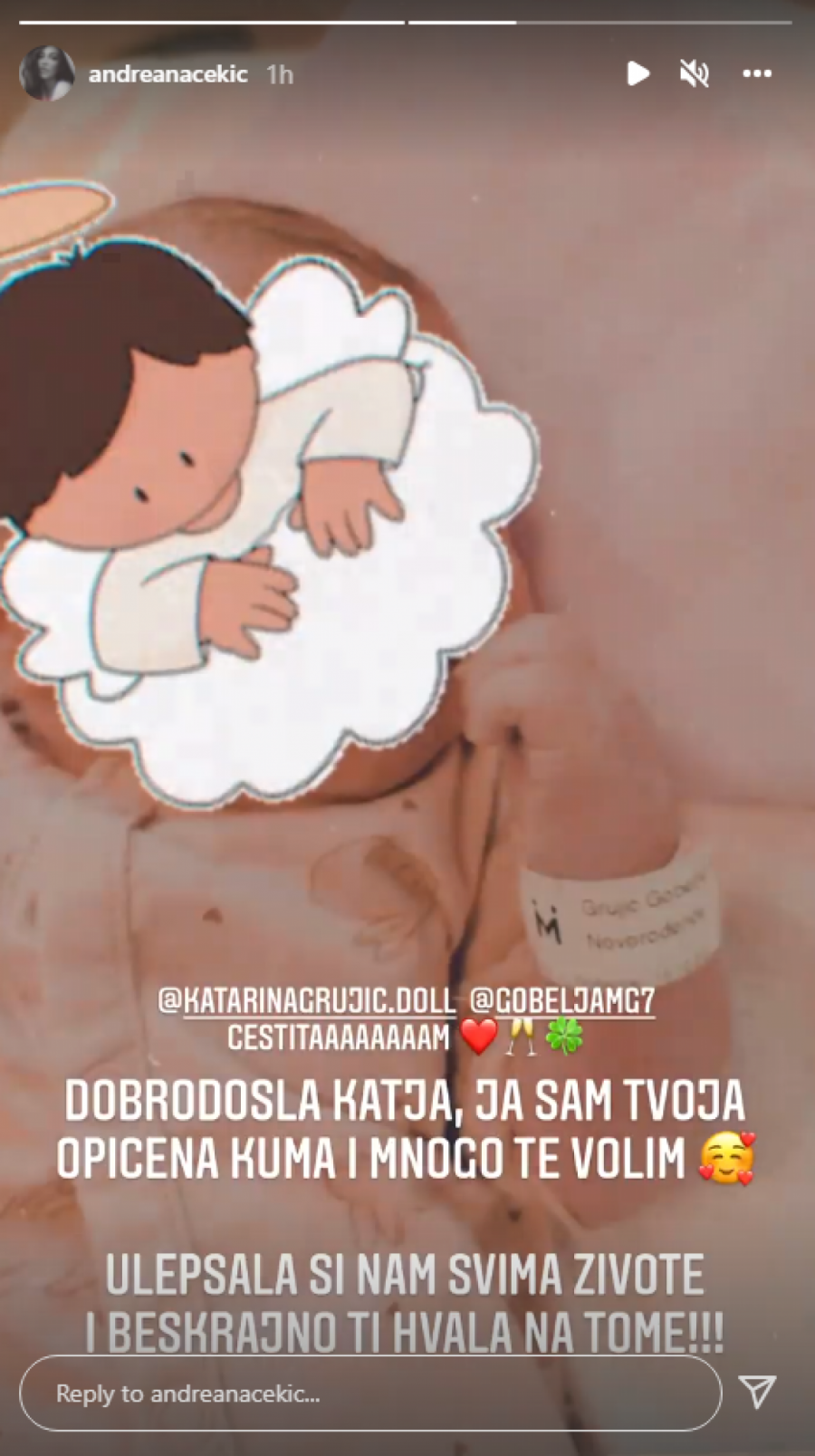 JA SAM TVOJA OPI*ENA KUMA Andreana Čekić čestitala Katarini Grujić rođenje ćerke, ovo su reči upućene maloj Katji!
