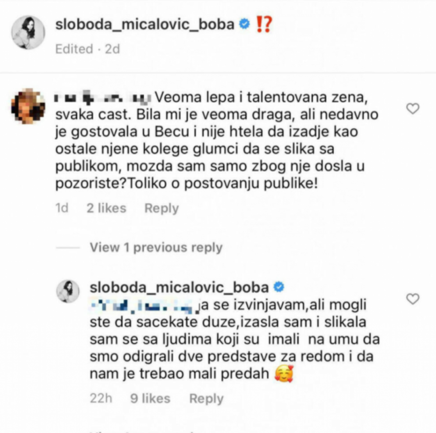 SLOBODA NE POŠTUJE PUBLIKU!? Fanove razbesneo postupak glumice, mreže se usijale, ona pokušala da se opravda!