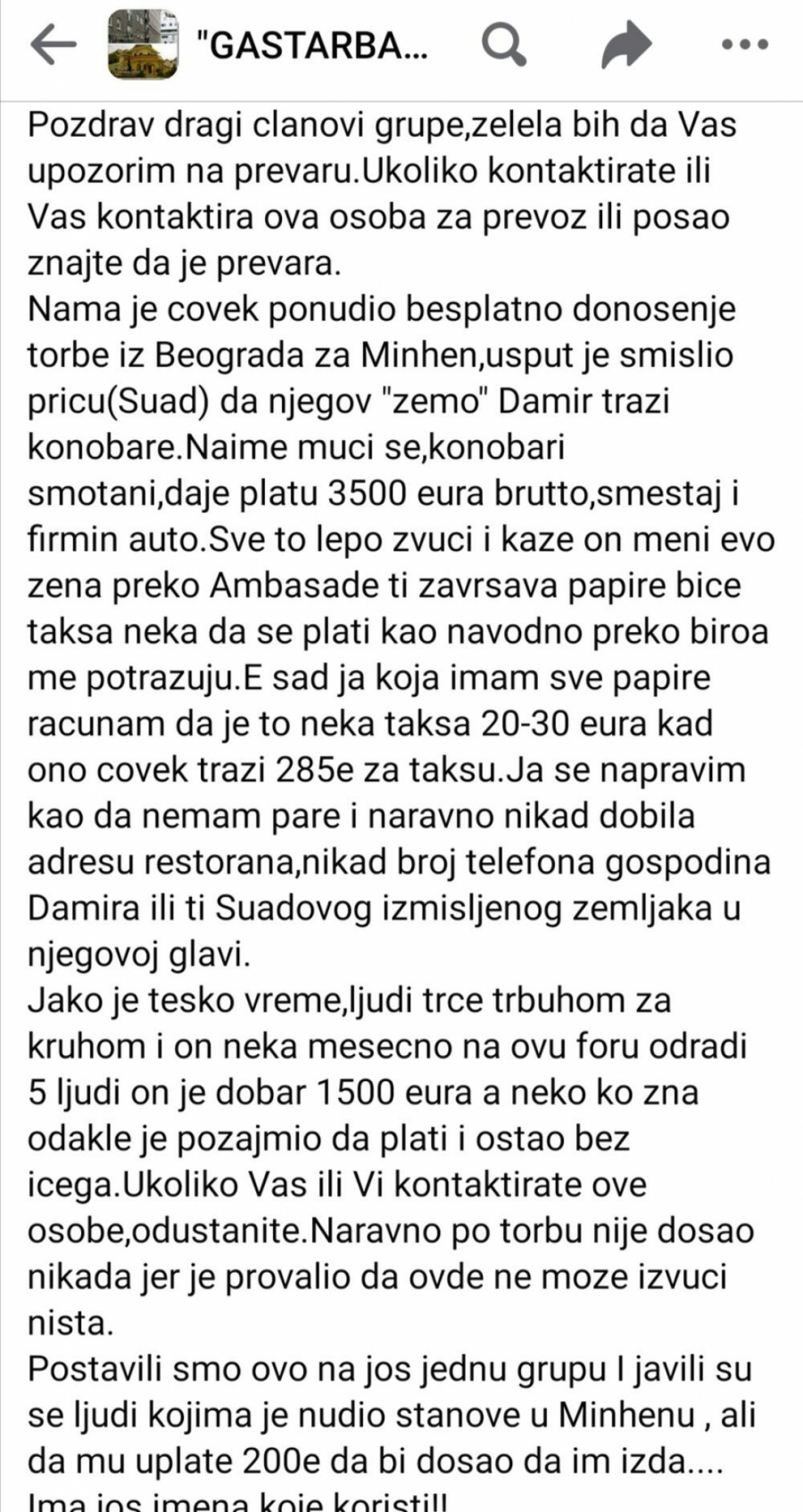 GASTARBAJTERI NA METI OPASNIH PREVARANATA Obećava zemljacima platu od 3.500 evra, a onda nastaju problemi