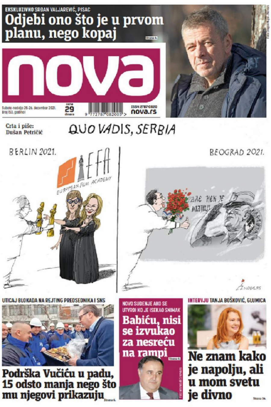 MARINIKA I ĐILAS PREKO SVOJIH NOVINA PORUČUJU: Vučiću. Srbi su genocidni, ceo svet to vidi, samo ti nećeš da priznaš da je tako