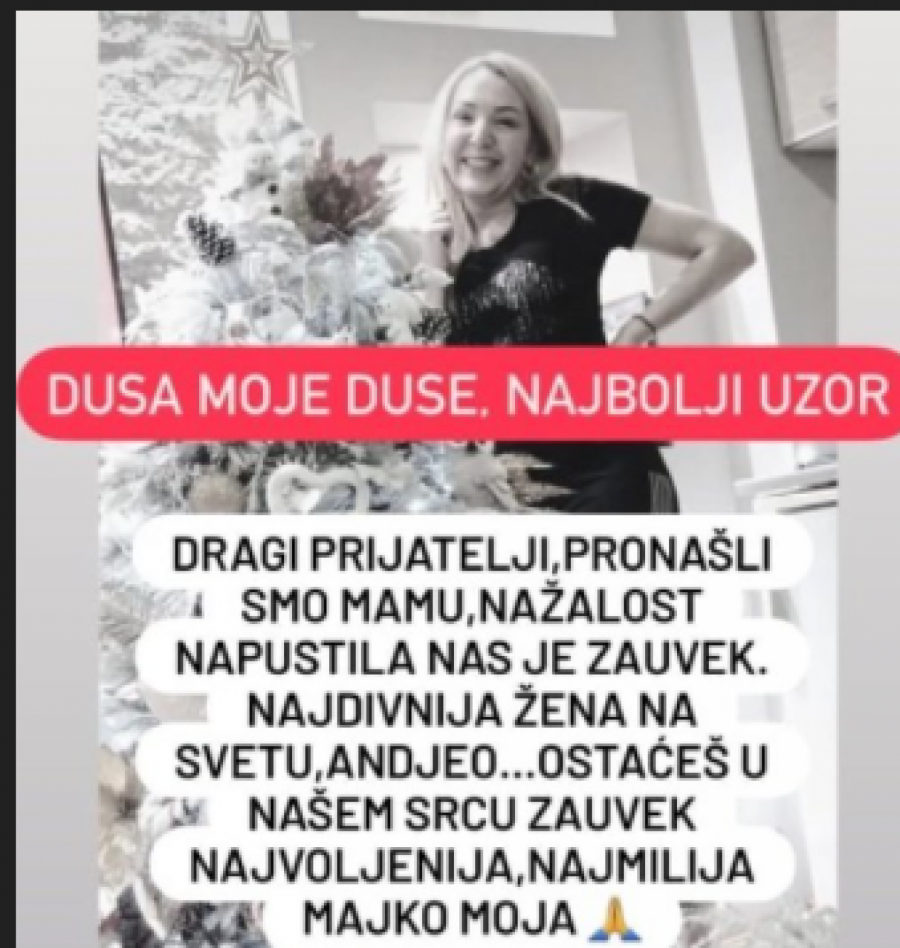 NAJVOLJENIJA MAMA NAS JE NAPUSTILA ZAUVEK Potresan oproštaj ćerki Jovane Marjanović čije telo je pronađeno na Zlatiboru (FOTO)