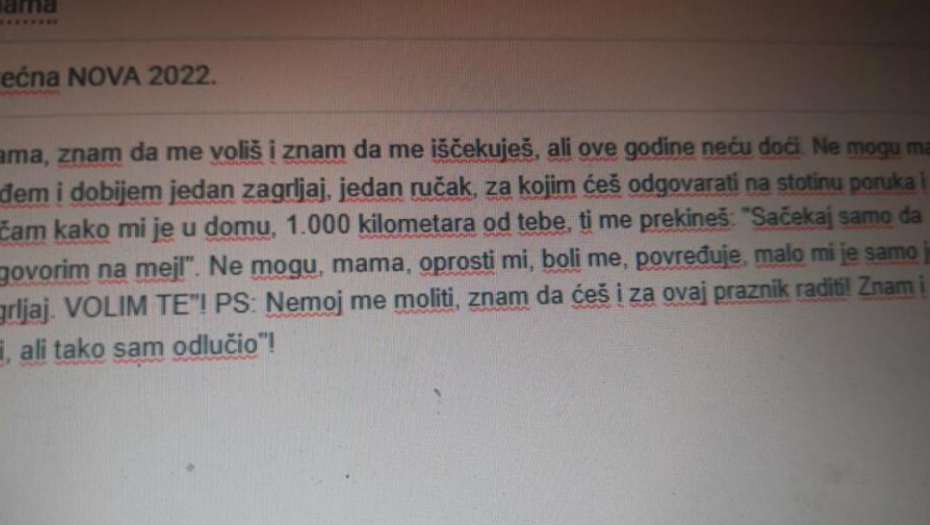 BES I LJUTNJA SU OBUZELI CELO MOJE TELO Beograđanka čekala sina za Novu, dobila potresan mejl!