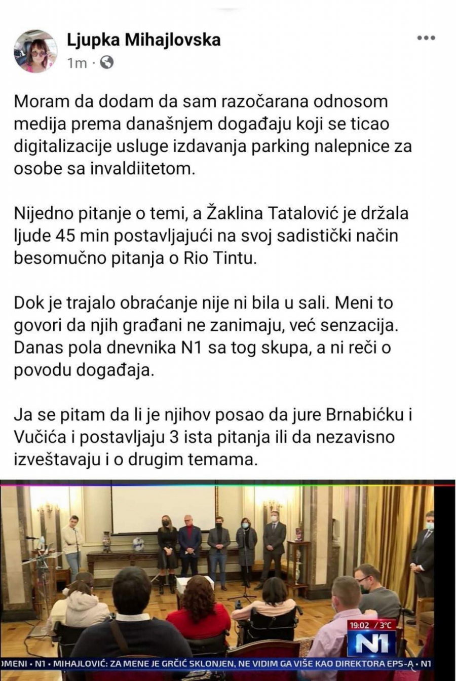 SRAMNO PONAŠANJE ĐILASOVE NOVINARKE: 