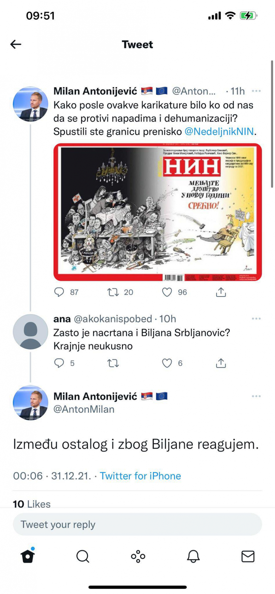 ANTONIJEVIĆ PORUČIO ĐILASU I MARINIKI Ovo što vi radite je dehumanizacija i prešli ste svaku granicu