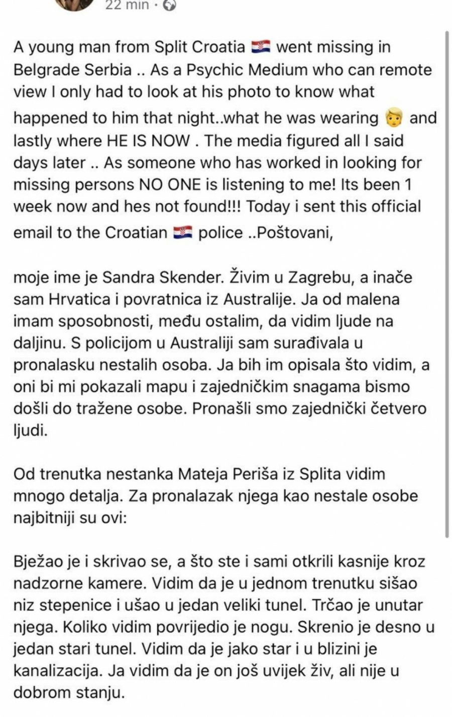 OMETA ISTRAGU?! Proročica: Vidim da je Matej živ, da mu je povređena noga!