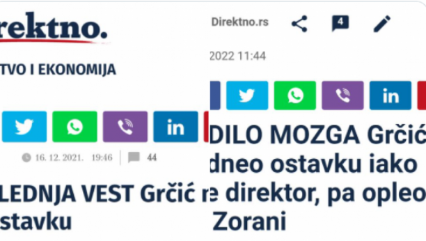 ĐILASOV PORTAL SE POGUBIO "Grčić neće dati ostavku, Grčić ne može da da ostavku", dogovorite se sami sa sobom!