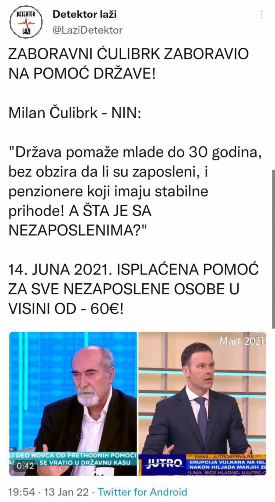 ZABORAVIO NA POMOĆ DRŽAVE Ćulibrk se potpuno pogubio, ovaj snimak je otkrio istinu! (VIDEO)
