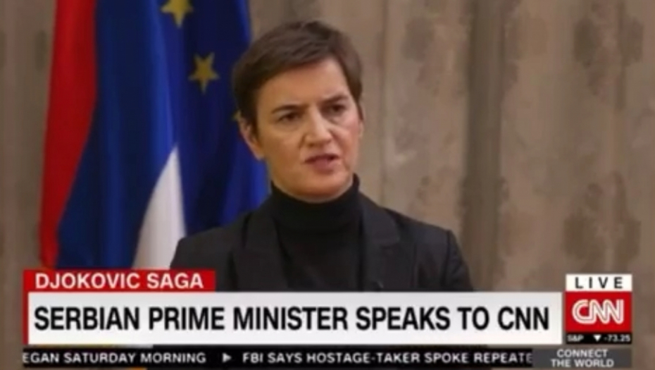 "ZAR NE ŽIVIMO U DEMOKRATIJI? ZAR LIČNI IZBOR NIJE VAŽAN?" Brnabić odbrusila novinarima CNN-a: Razočarana sam tretmanom prema Đokoviću! (VIDEO)