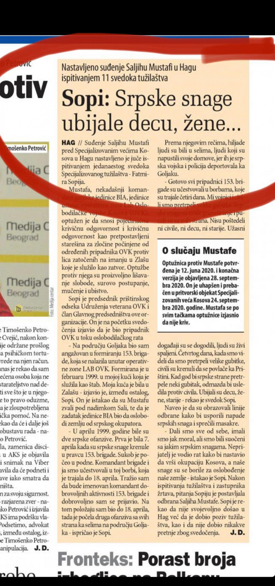 MARINIKINE I ĐILASOVE NOVINE PREDSTAVLJAJU SRBE KAO ZLOČINCE 