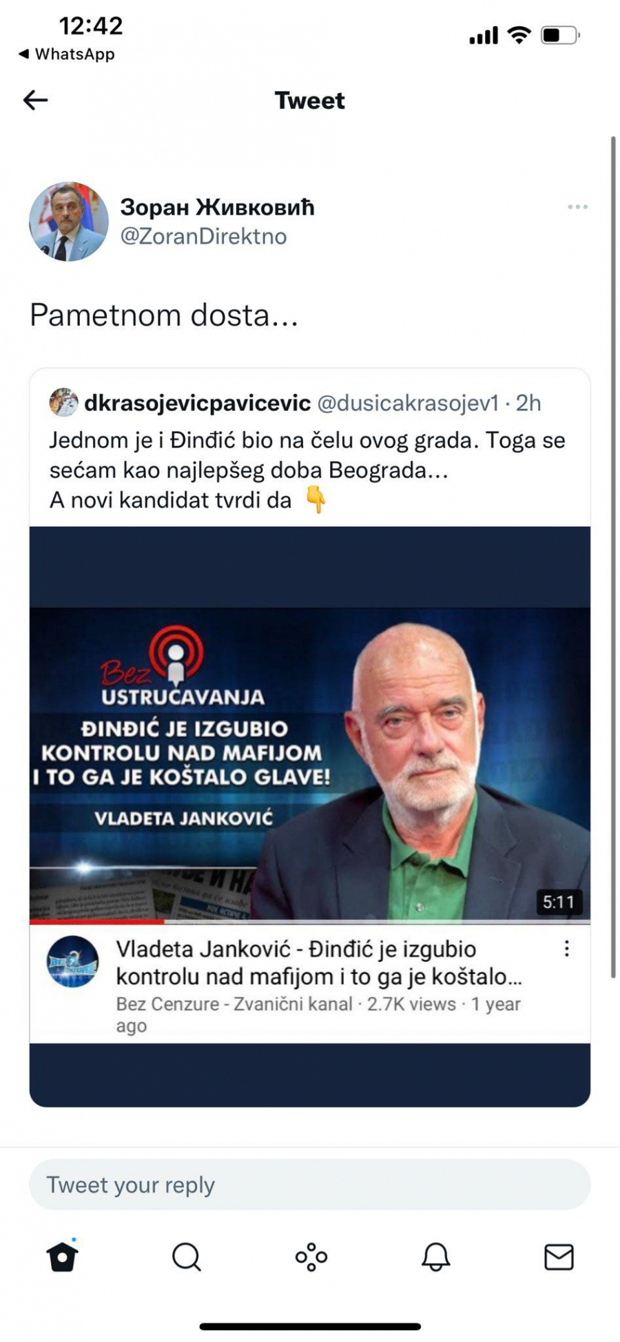 ŽIVKOVIĆ ZATEČEN Kad Vladeta Janković kaže da je Zoran Đinđić kontrolisao mafiju - pametnom dosta!