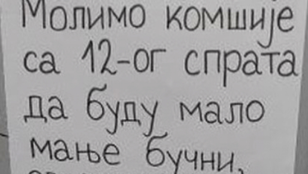 UZAVRELE STRASTI NA 12 SPRATU: Stanari nisu mogli da podnesu buku mladog para, pa su im napisali urnebesnu poruku (FOTO)