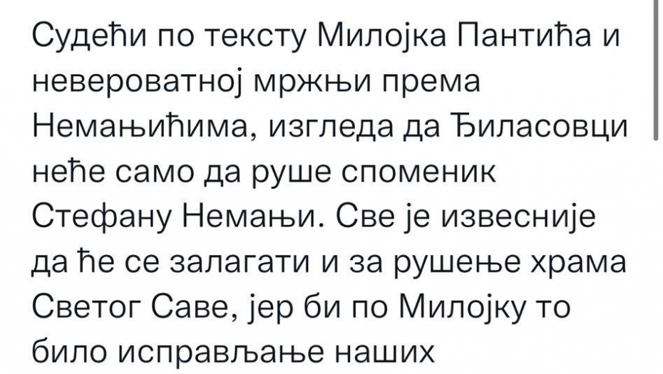 ĐILASOVA OPOZICIJA NAJAVLJUJE I RUŠENJE HRAMA SVETOG SAVE 