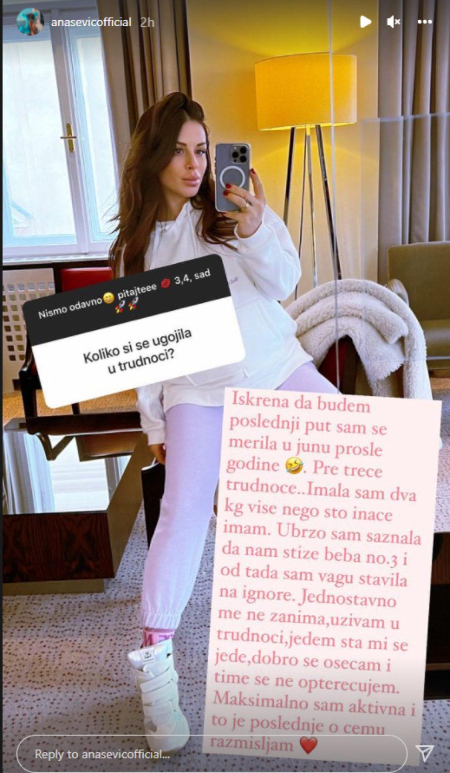 ANA SEVIĆ I U TRUDNOĆI IZGLEDA ODLIČNO! Pratioci joj postavljali pitanja, ona se nije ustručavala da sve prizna, evo šta je rekla za svoju kilažu!