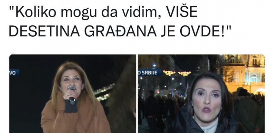 KAKVI LAŽOVI, LJUDI MOJI! Pričaju o velikom broju ljudi na protestu, a Đilasova TV N 1 ih prebrojala - nekoliko desetina (VIDEO)