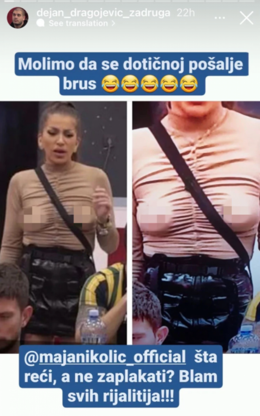 MOLIM DA SE DALILI POŠALJE BRUSHALTER! Poznata pevačica javno ponizila zadrugarku i njen skandalozan stajling uživo u emisiji!