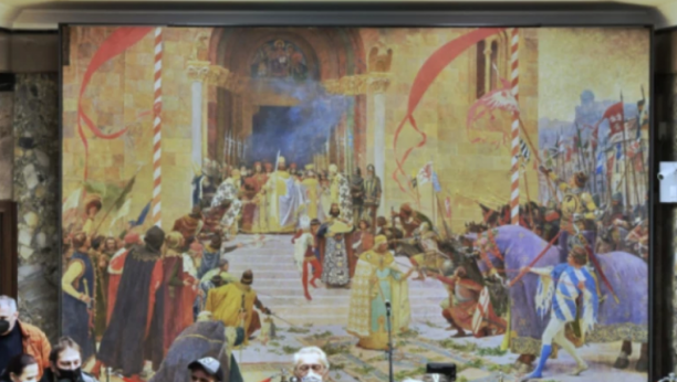 KRUNISANJE CARA DUŠANA Da li ste znali koje istorijske ličnosti se nalaze na čuvenoj slici Paje Jovanovića?