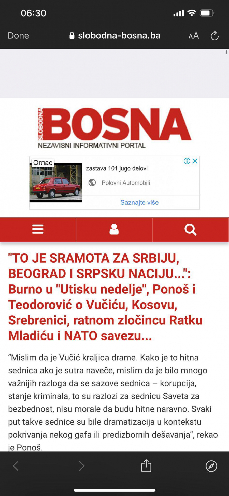 EKSTREMISTIČKI MUSLIMANSKI PORTAL IZ SARAJEVA SLAVI PONOŠA To što je srpska vojska radila sramota je za Beograd i srpsku naciju!