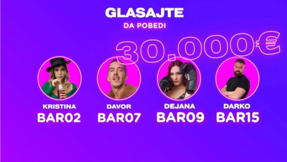 NJIHOVA SUDBINA JE U VAŠIM RUKAMA! Glasajte za pobednika Bara - neko od njih četvoro večeras postaje bogatiji za 30.000 evra!