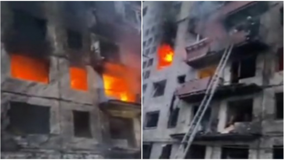 DVOJE MRTVIH, TROJE RANJENIH Pogledajte stravične scene sa lica mesta nakon granatiranja Kijeva (VIDEO)