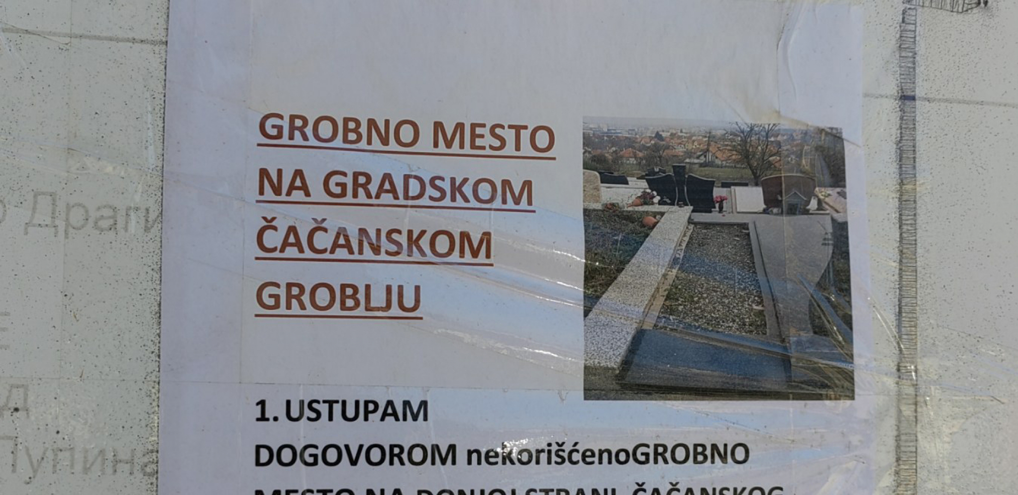 OGLAS KOJI JE ZAPREPASTIO SRBIJU Čačanin objavio da izdaje grobno mesto, ali zbog JEDNOG PROBLEMA će morati da nađe NOVO (FOTO)