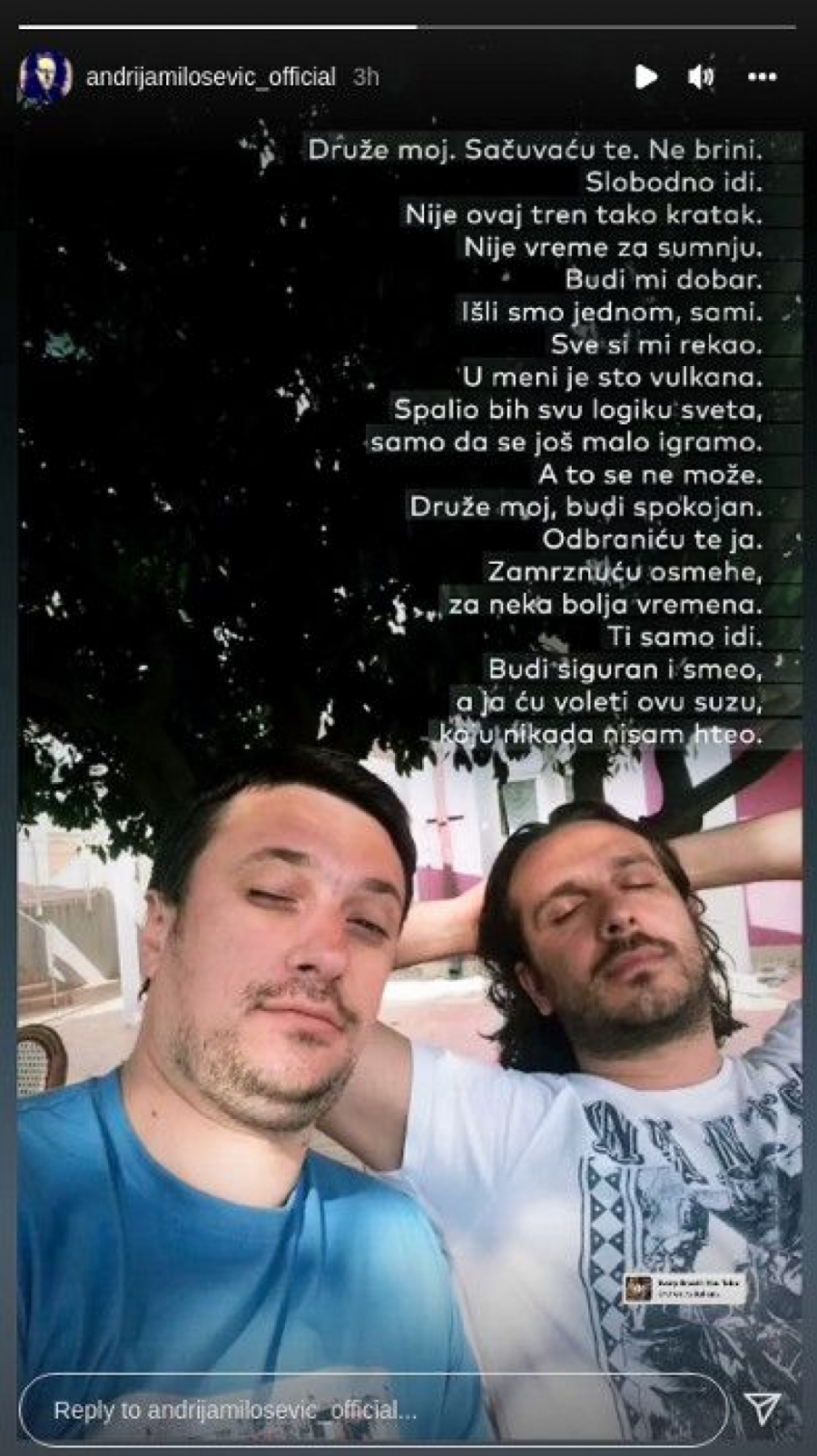 DRUŽE MOJ, SAČUVAĆU TE, NE BRINI! Andrija Milošević se ne miri sa smrću glumca, javnost ostala potpuno nema! (FOTO)