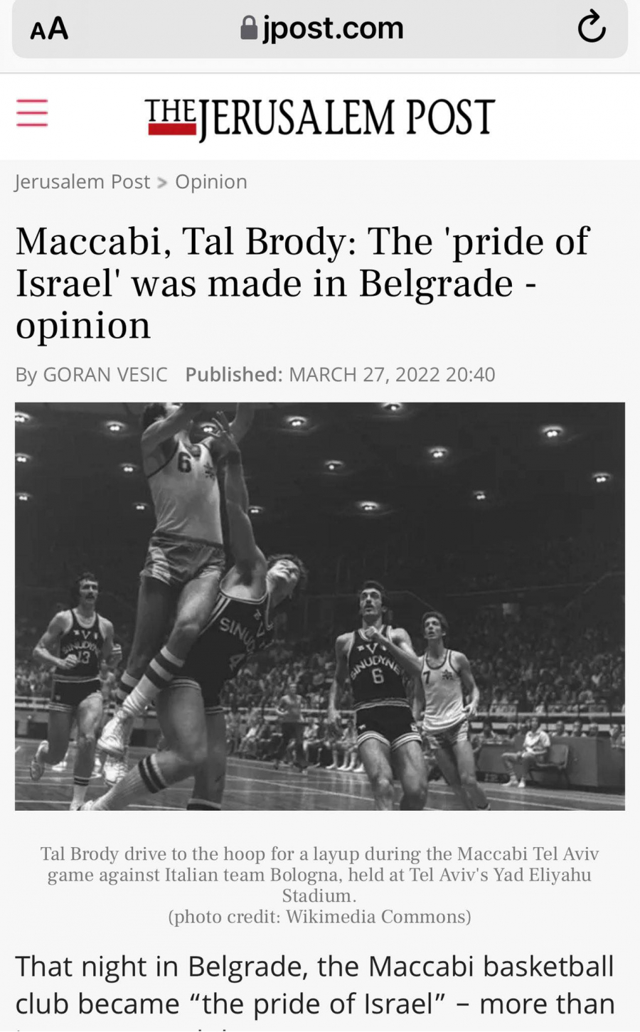 GORAN VESIĆ PISAO IZRAELCIMA! Kako je ponos njihove zemlje rođen u Beogradu!