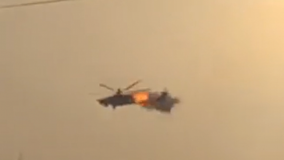 NAD LUGANSKOM OBOREN RUSKI HELIKOPTER MI-28N Raketa presekla letelicu na pola! (VIDEO)