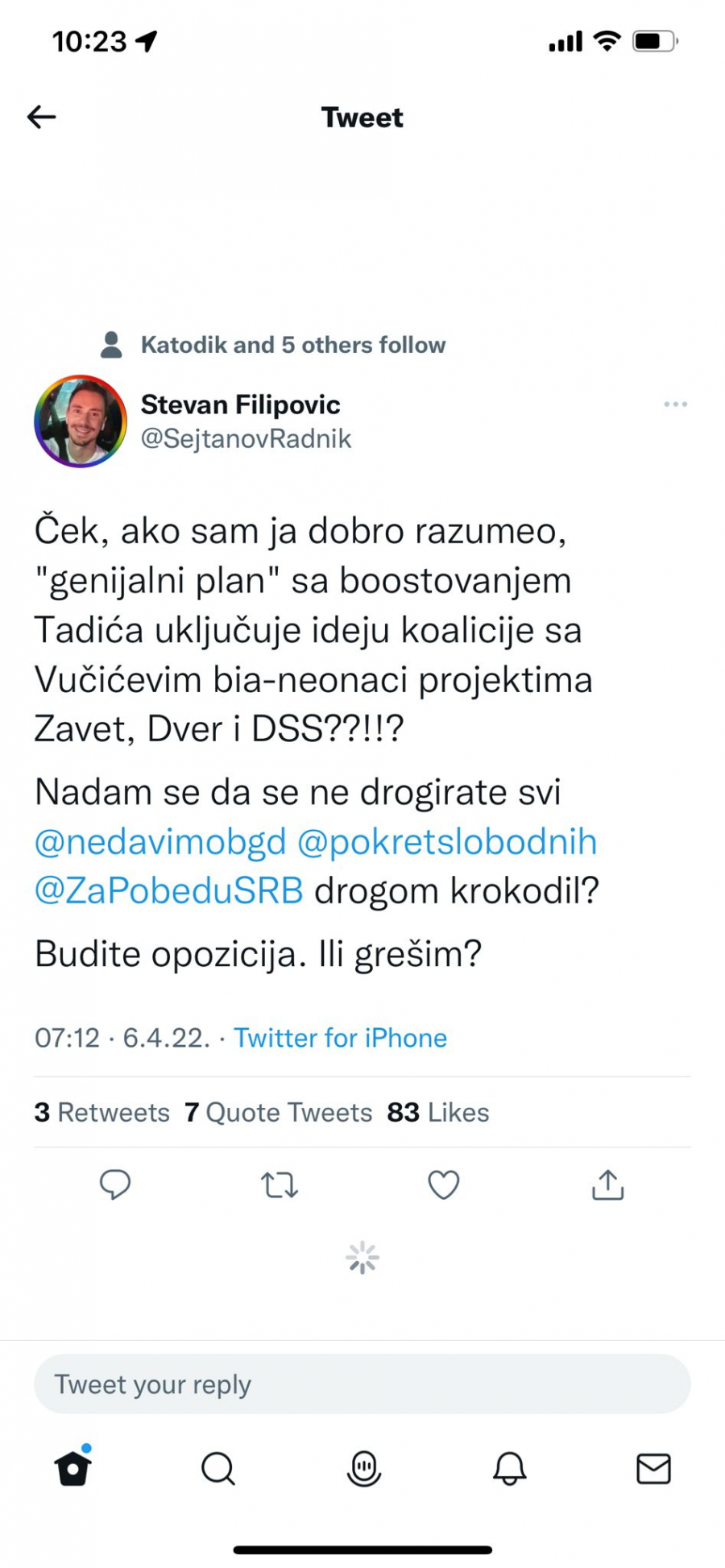 MARINIKIN I ĐILASOV JURIŠNIK PORUČIO Moji lideri će se udružiti i sa crnim đavolom samo da se dokopaju fotelja i vlasti!