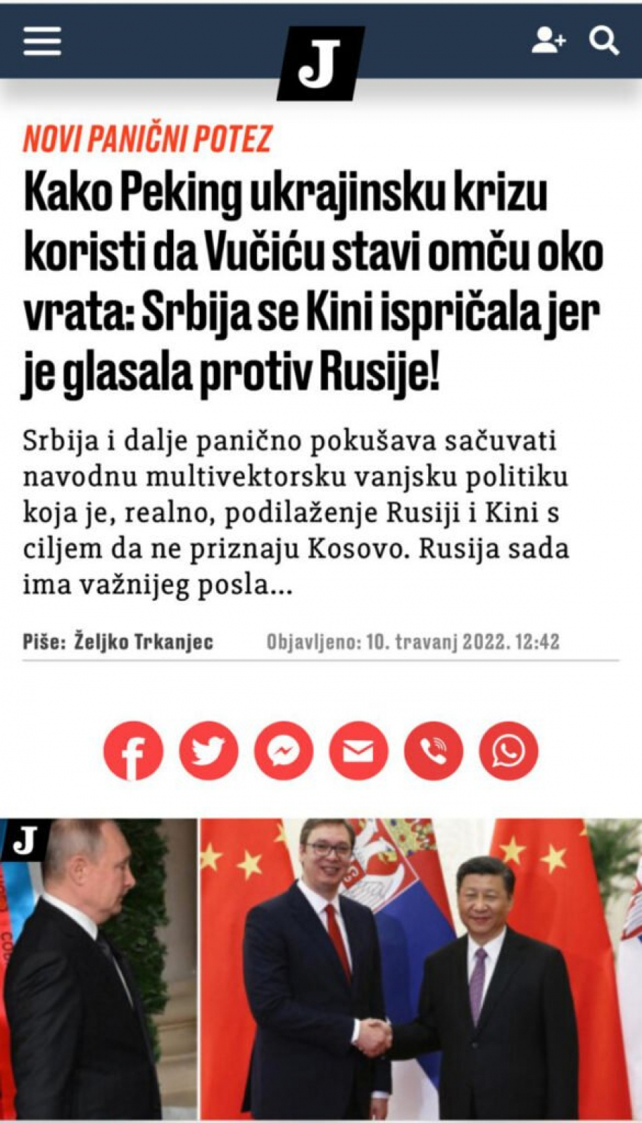 USTAŠE NA DAN NDH ŠIRE HISTERIJU PROTIV VUČIĆA I SRBIJE Masno lažu, ali poštuju snagu naše zemlje