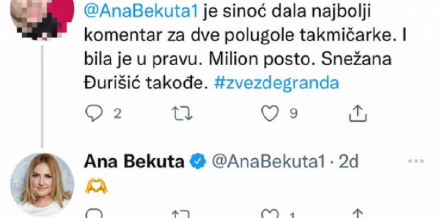 TVITERAŠI PODRŽALI ANU BEKUTU: Hvala što ste uozbiljili emisiju, najbolji komentar za polugole takmičarke
