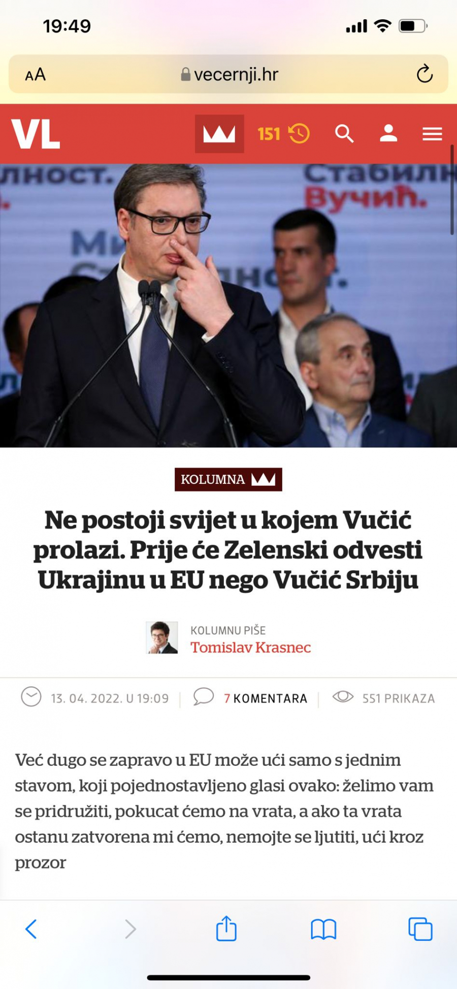 VIŠE NIJE BITAN NI SADRŽAJ TEKSTA, NITI BILO ŠTA REALNO Ustaše imaju samo jedan zadatak: Udarati po Vučiću svaki minut! (FOTO)