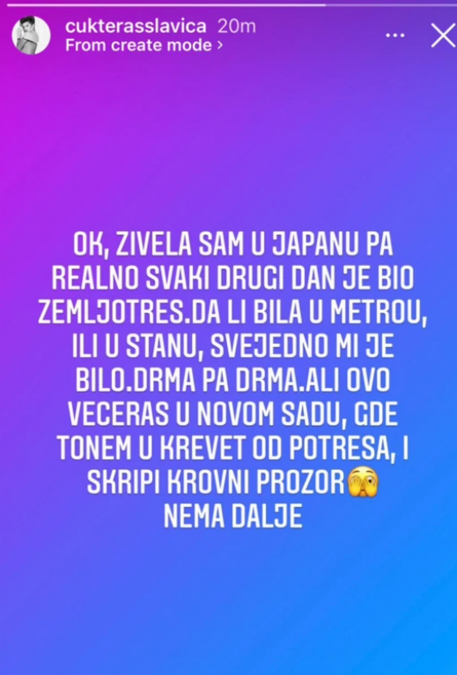 TONULA SAM U KREVET OD POTRESA Slavica Ćukteraš se oglasila povodom zemljotresa u Novom Sadu: Nema dalje