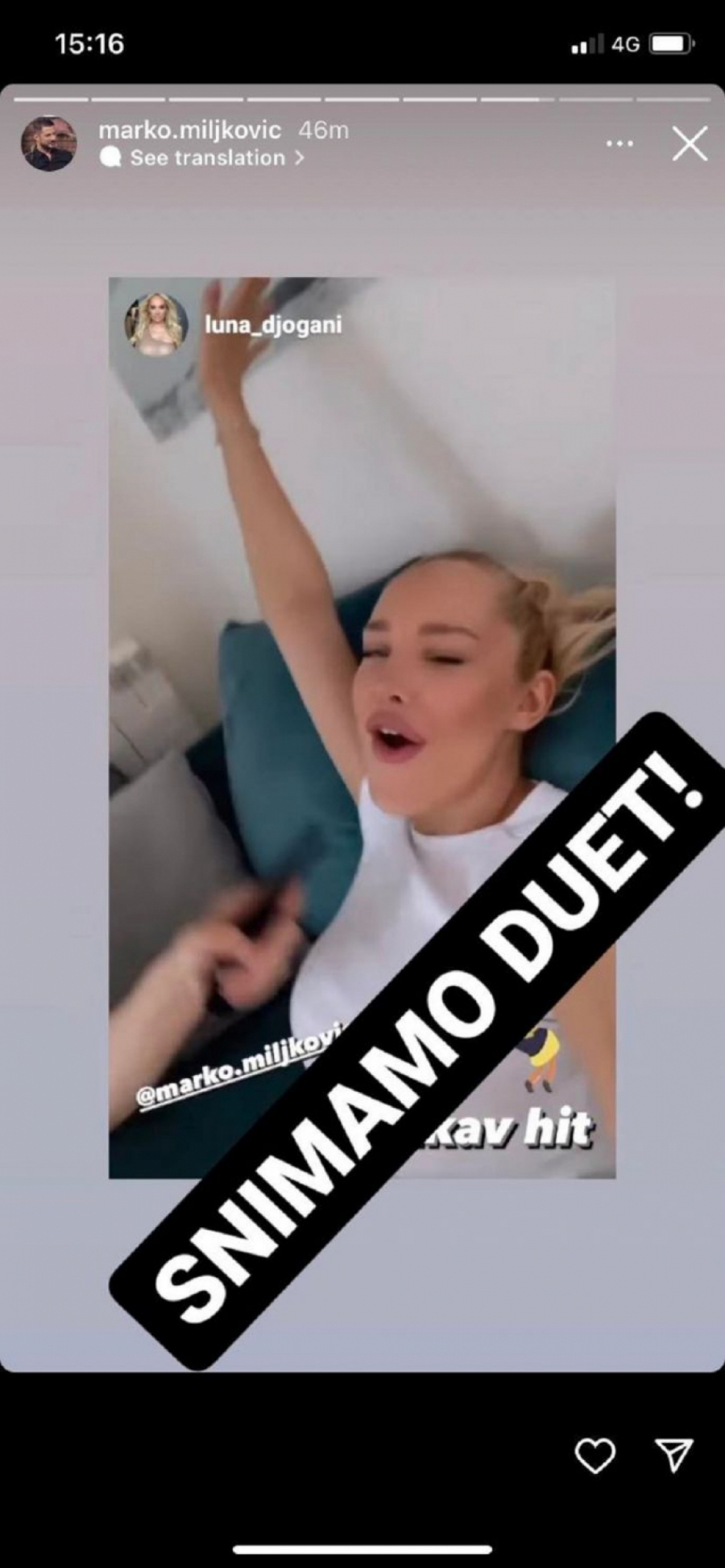 LUNA I MARKO SNIMAJU DUET Doneli odluku da zajedno zaplove muzičkim vodama, objavom šokirali pratioce (FOTO)