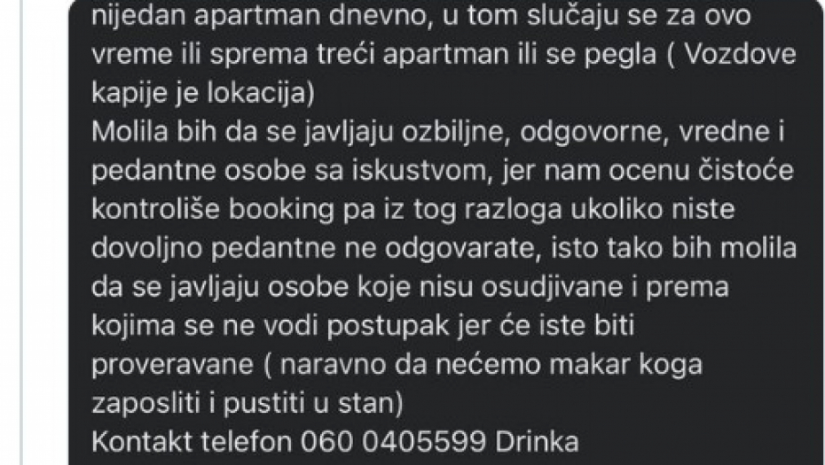 KAKO TE BRE NIJE SRAMOTA!? NAJSRAMNIJI OGLAS U SRBIJI IKADA Drinka traži spremačice, a od uslova nam se diže kosa na glavi