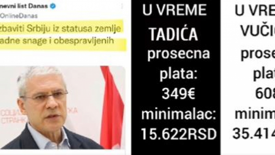 TADIĆ BEZ IMALO BLAMA SOLI PAMET O PLATAMA RADNIKA! Vučić duplirao prosečnu platu i doveo nezaposlenost na rekordno mali nivo