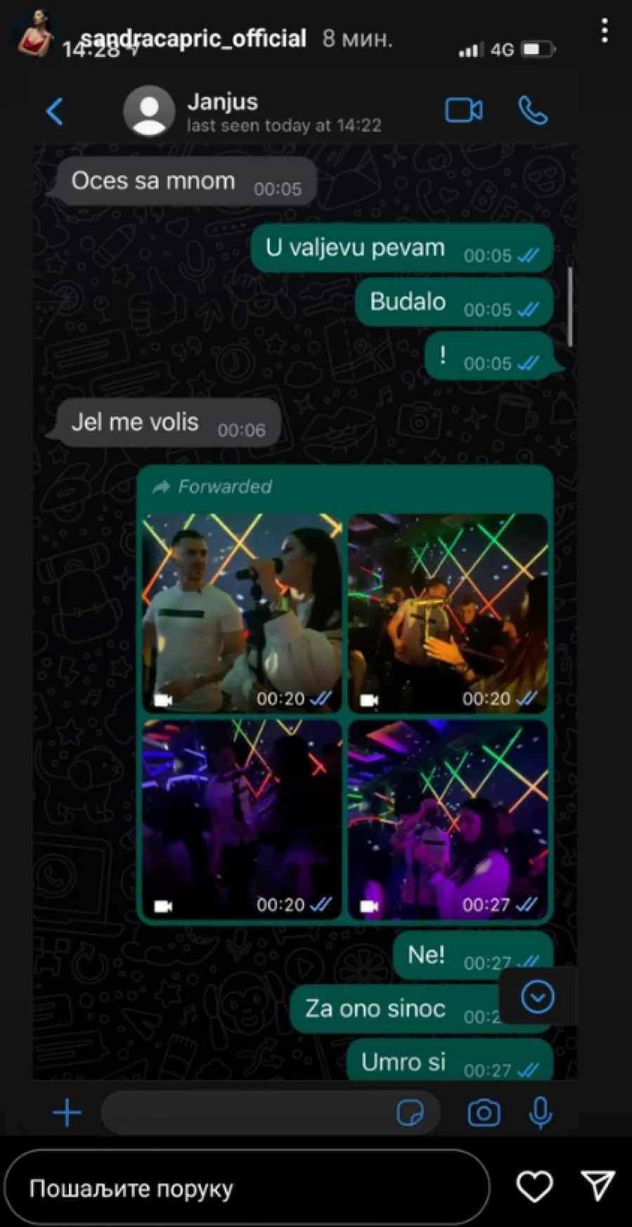 MUVAO JE, A ONA GA OHLADILA Isplivala prepiska Janjuša i bivše zadrugarke, pijan joj izjavljivao ljubav (FOTO)