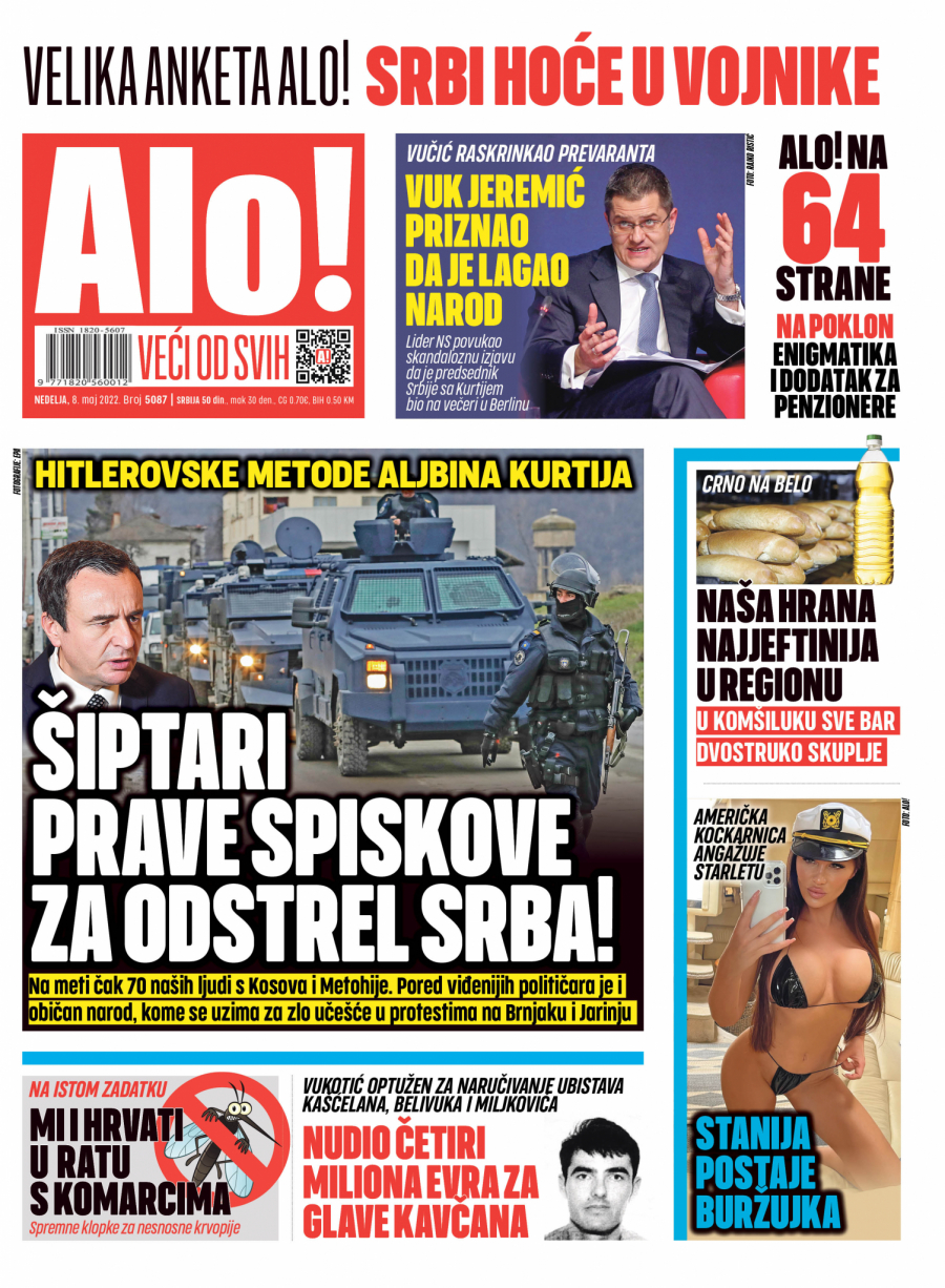 HITLEROVSKE METODE ALJBINA KURTIJA Šiptari prave spiskove za odstrel Srba!